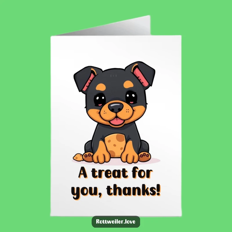 Free Printable Kawaii Rottweiler Thank You Card: Hopeful Treat, Cute Download