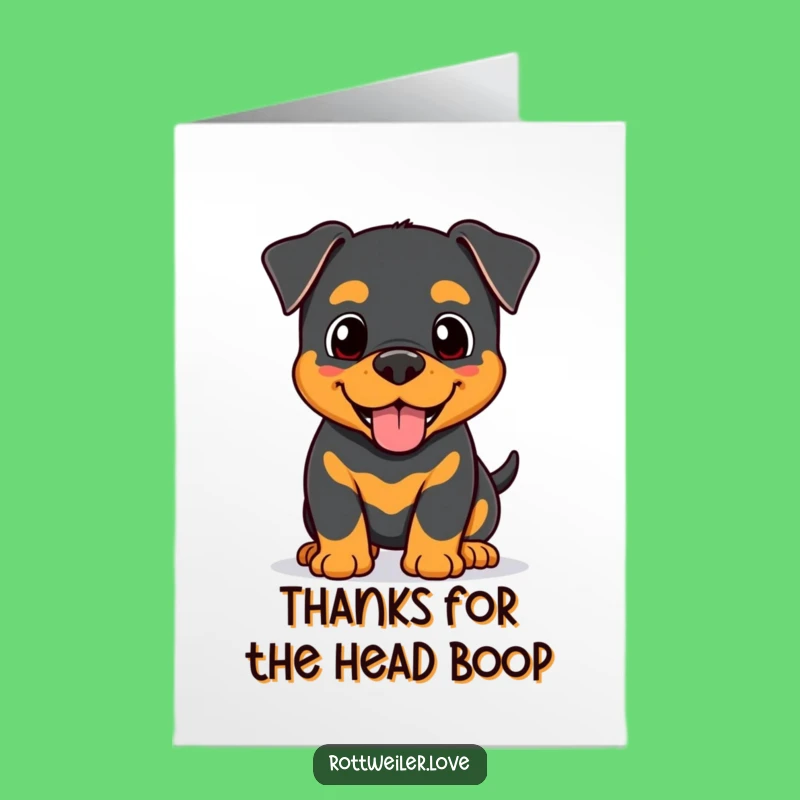 Free Printable Kawaii Rottweiler Thank You Card: Head Nudge Downloadable Gift
