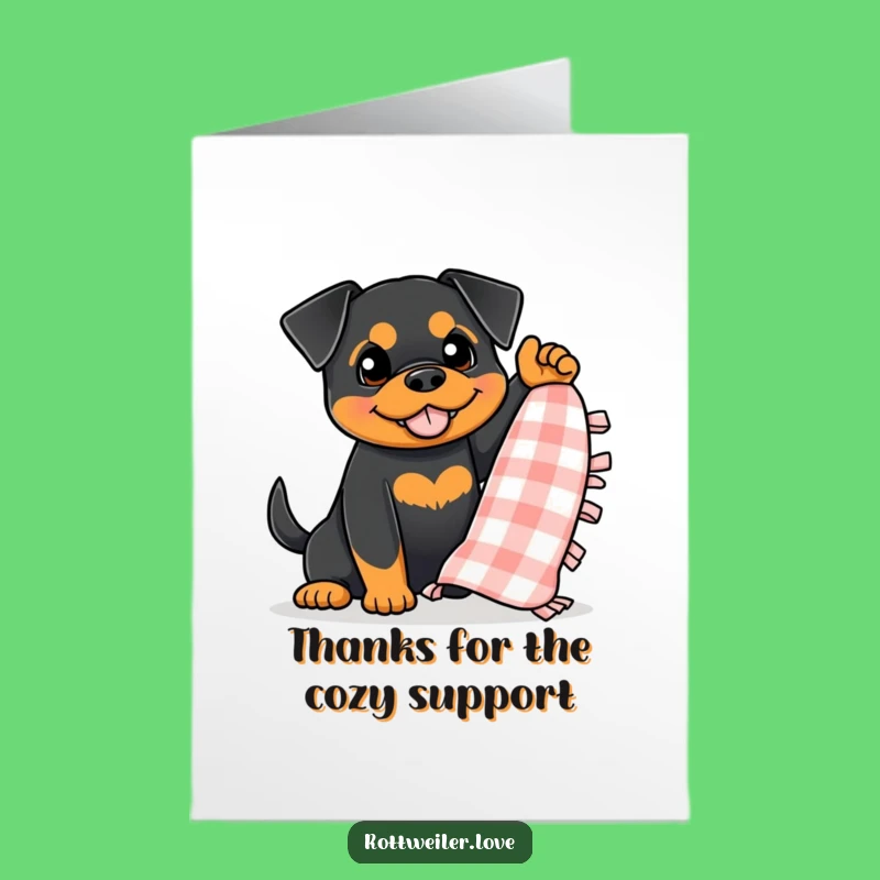 Free Printable Thank You Card: Blanket Rottweiler, Heartfelt Downloadable Gift of Thanks