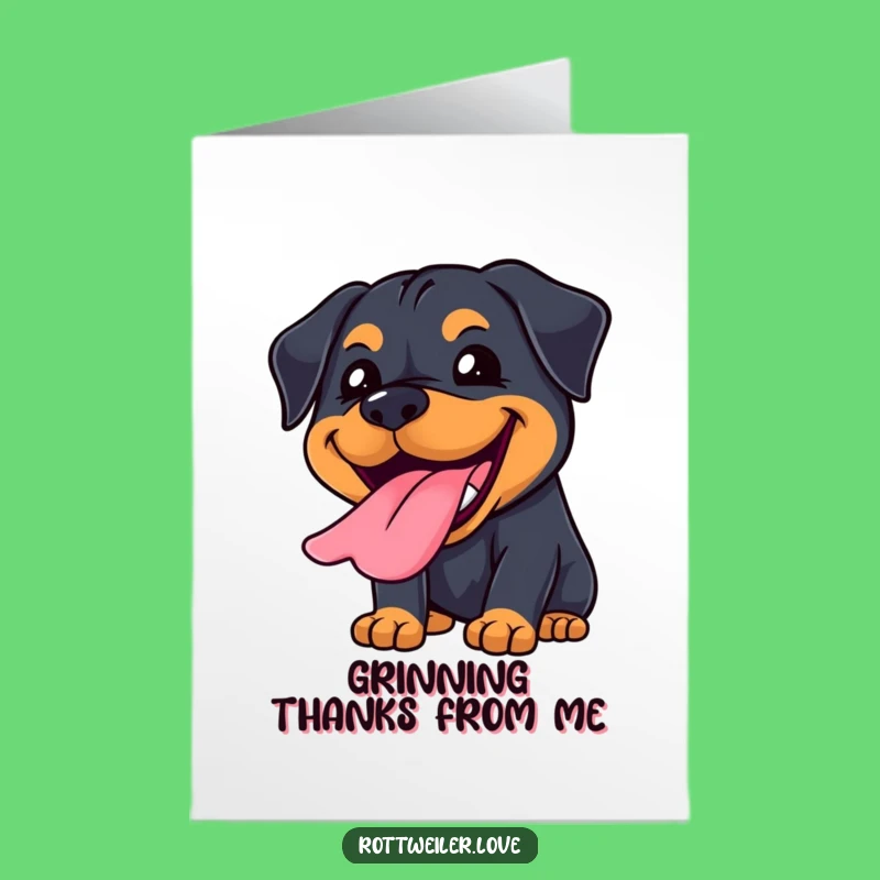 Free Printable Thank You Card: Happy Grinning Kawaii Rottweiler, Funny Downloadable Gift