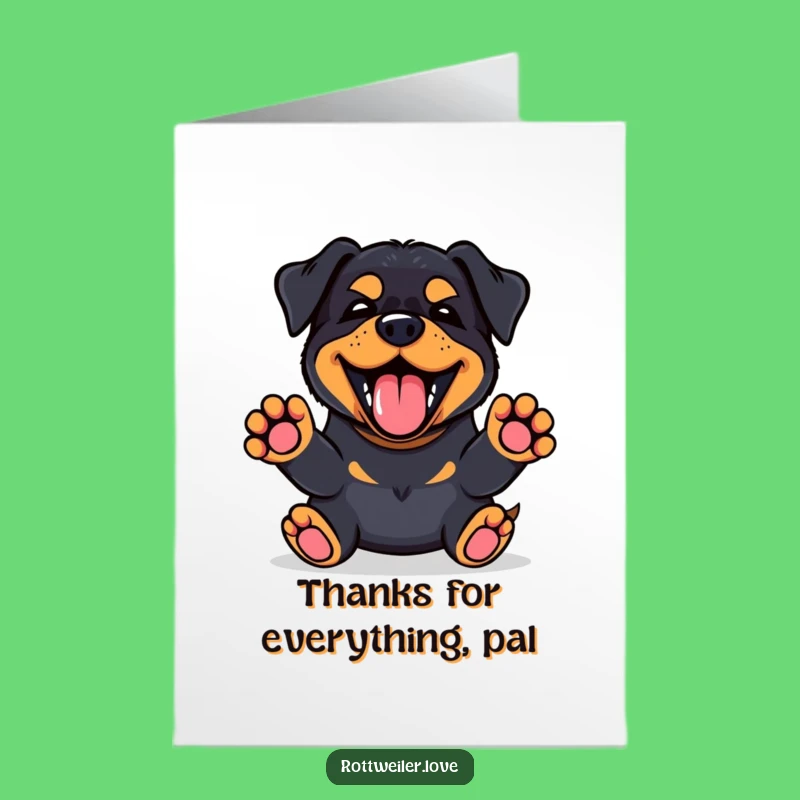 Free Printable Thank You Card: Kawaii Rottweiler Barking Gratitude, Funny Downloadable Gift