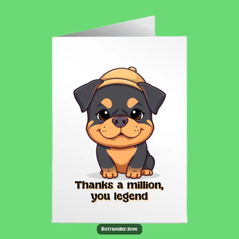Free Printable Thank You Card: Silly Kawaii Rottweiler, Funny Downloadable Gift