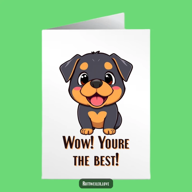 Free Printable Thank You Card: Surprised Kawaii Rottweiler, Adorable Downloadable Gift