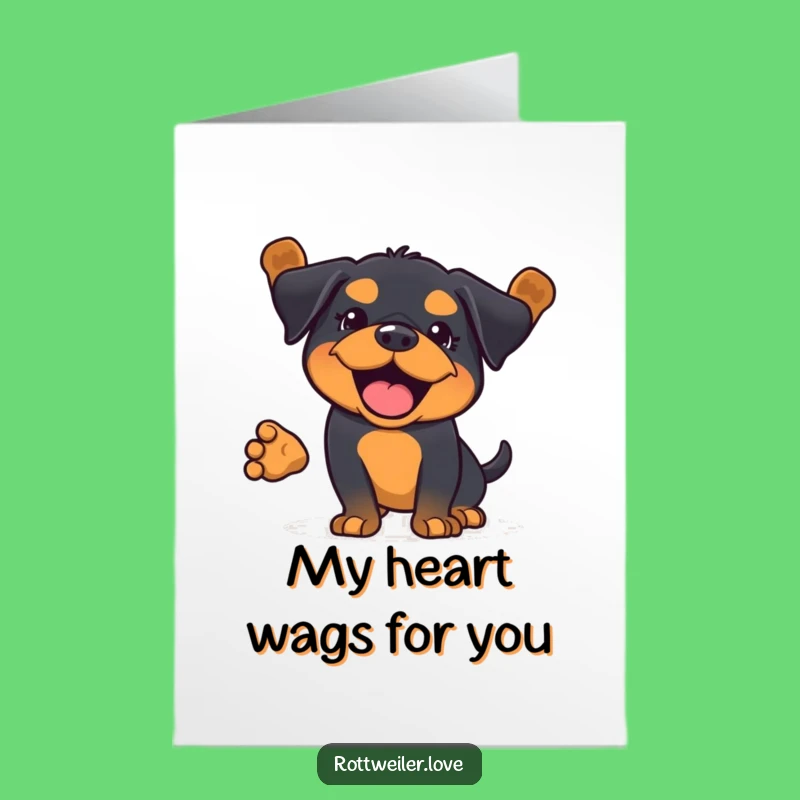 Free Printable Thank You Card: Happy Wagging Kawaii Rottweiler, Funny Downloadable Gift