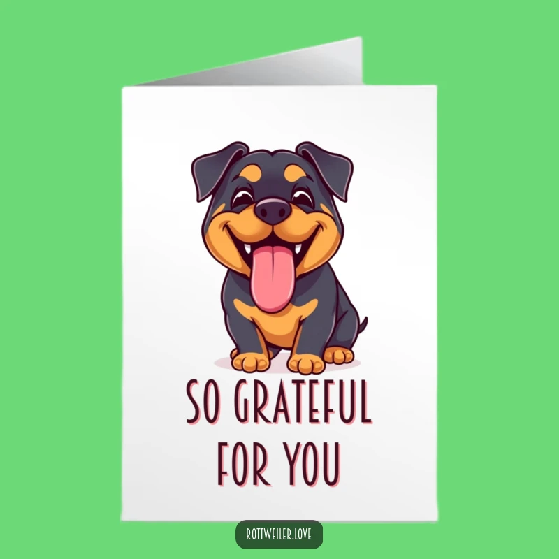 Free Printable Kawaii Rottweiler Grin Thank You Card: Big Smiles!