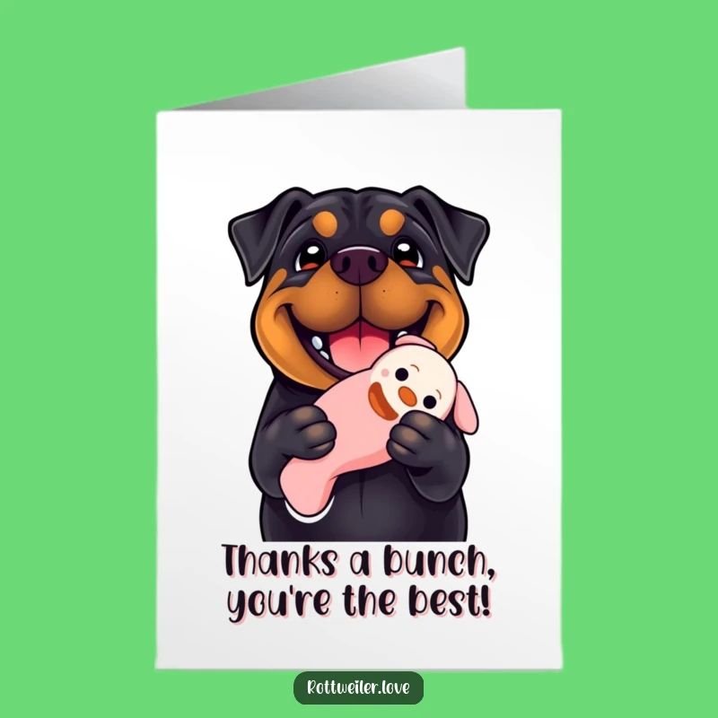 Free Printable Thank You Card: Grateful Rottweiler's Toy