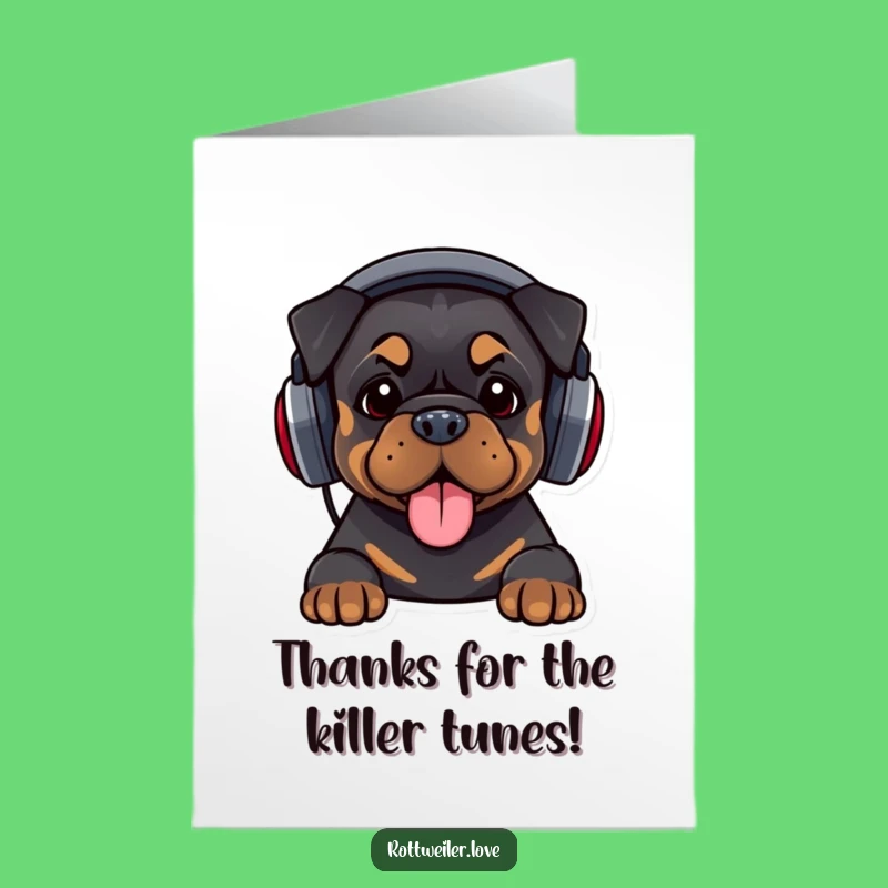 Free Printable DJ Rottweiler Thank You Card: Funny Downloadable Art for a Great Tune