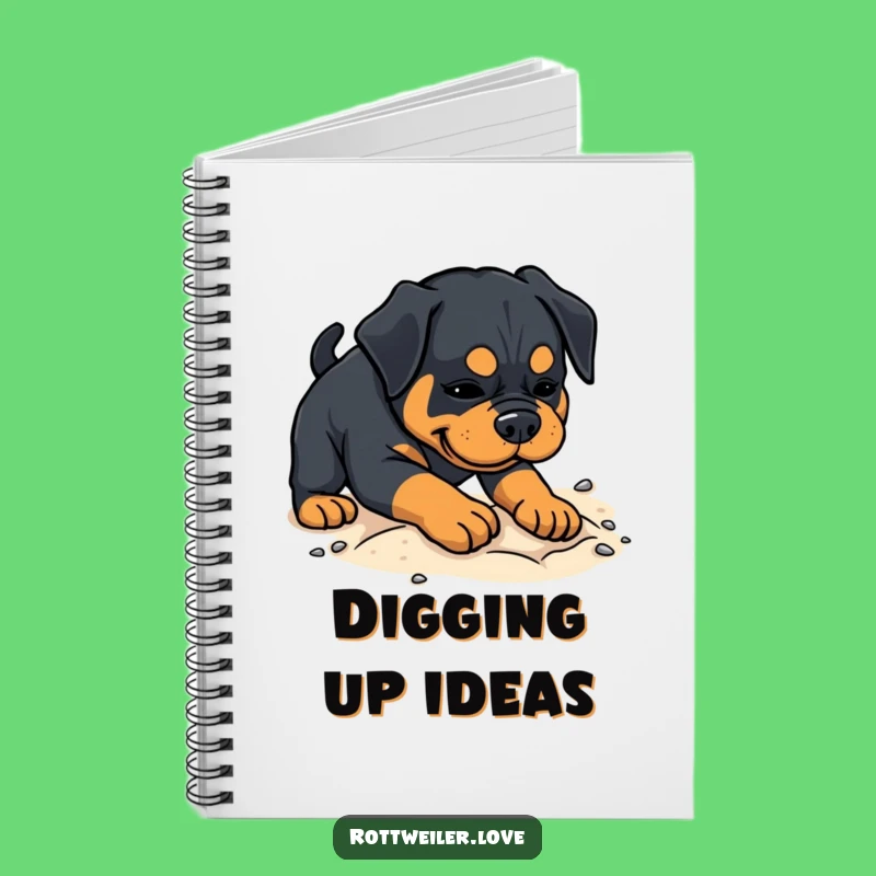 Funny Rottweiler Digging Notebook - Playful Dog Jotter Gift