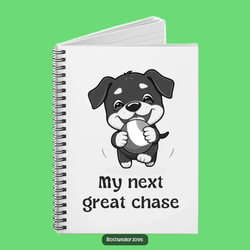 Funny Kawaii Rottweiler Chase Notebook: Playful Toy Notes, Dog Lover Journal Gift