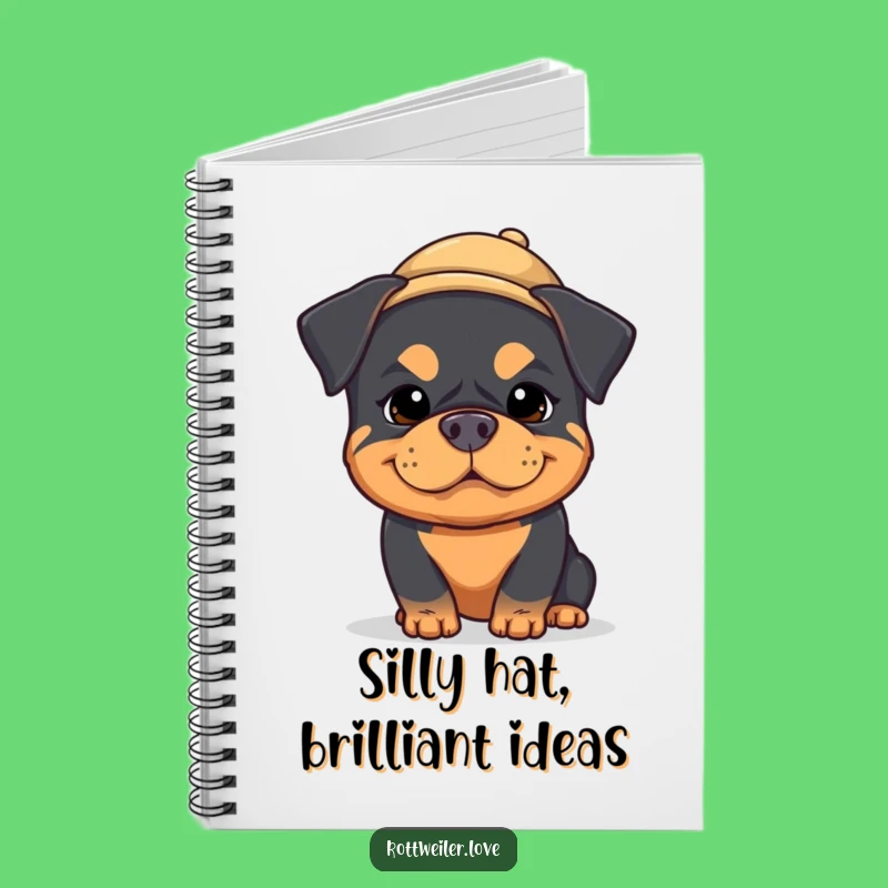 Funny Kawaii Rottweiler Notebook: Silly Dog Journal, Tiny Hat Ideas!