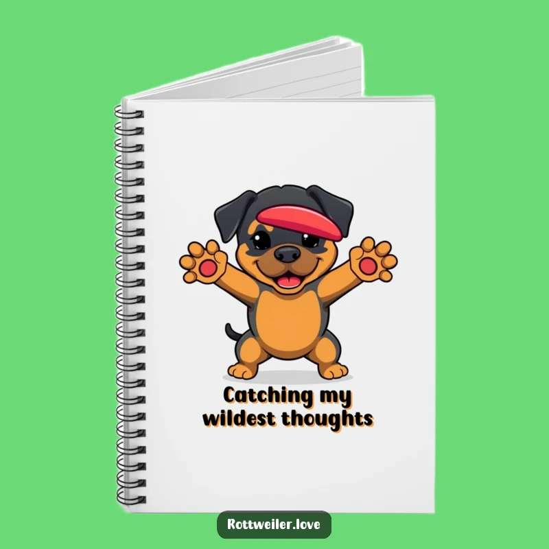 Funny Rottweiler Notebook: Dog Lover Gift Catching Frisbee
