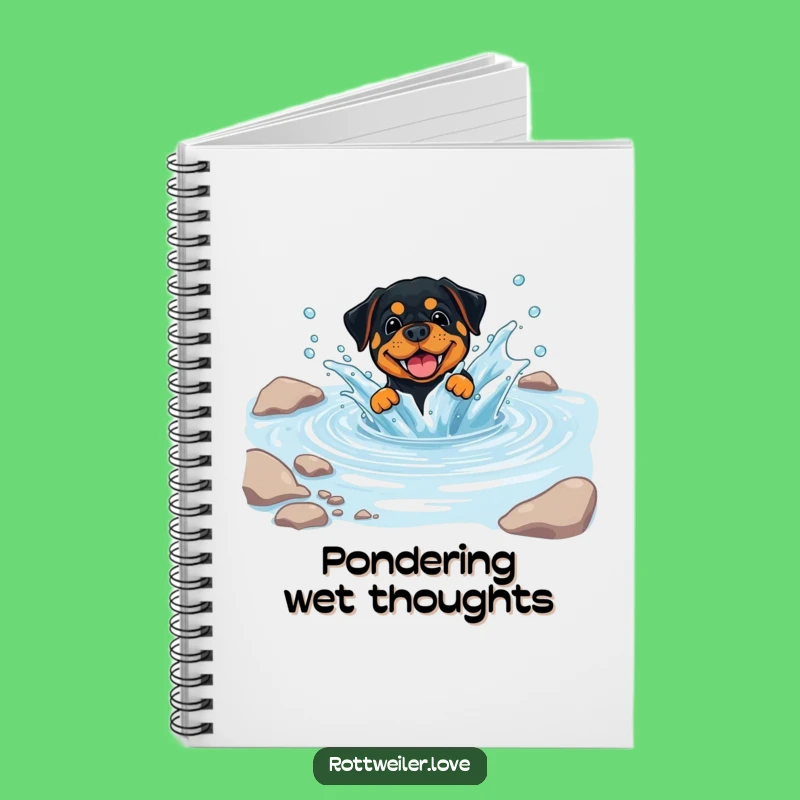 Funny Rottweiler Splash Notebook, Playful Dog Journal, Hilarious Stationery Gift