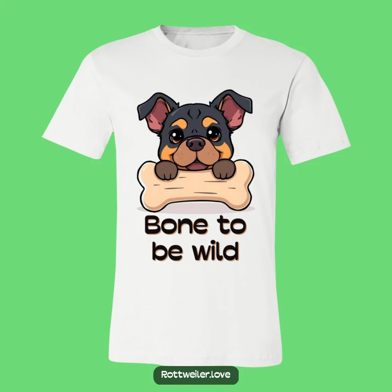 Funny Rottweiler Bone T-Shirt - Comical Canine Peek Tee