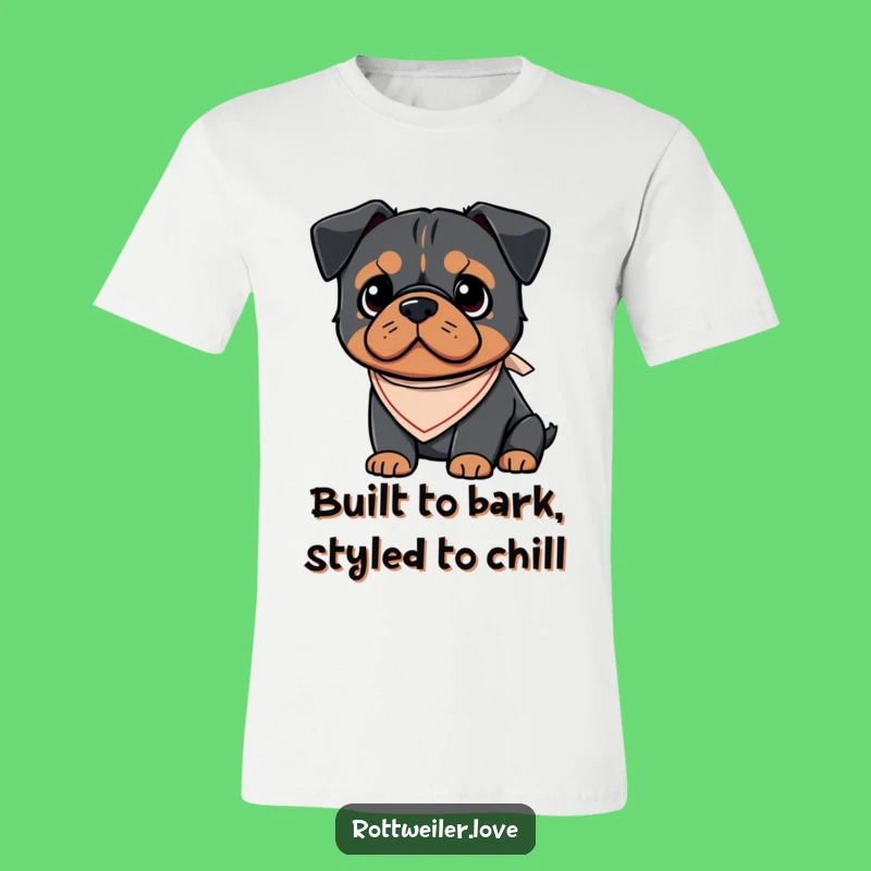 Funny Kawaii Rottweiler Bandana T-Shirt, Cute Dog Lover Tee, Adorable Puppy Outfit