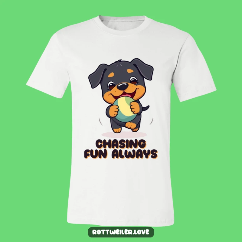 Funny Kawaii Rottweiler Chase T-Shirt: Playful Toy Fun, Ultimate Dog Gift