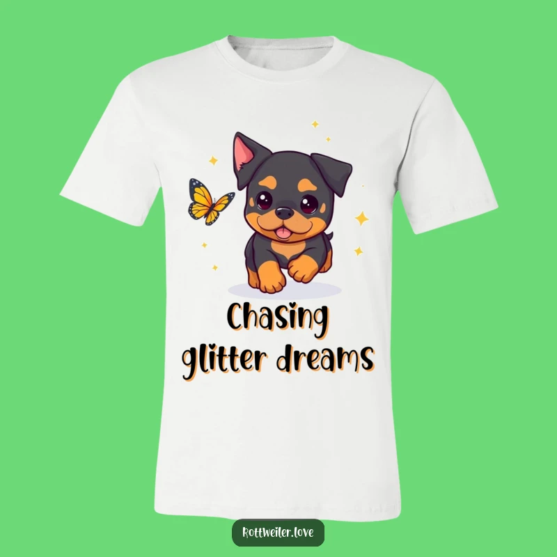 Funny Rottweiler T-Shirt: Sparkly Butterfly Hunter - Dreamy Gift!