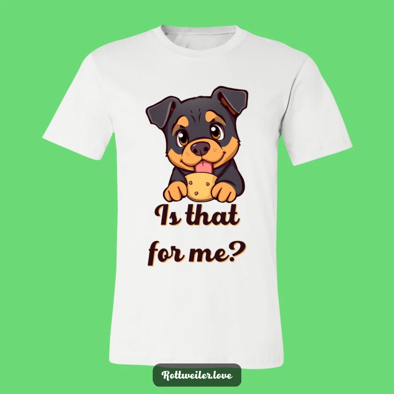 Funny Rottweiler Treat T-Shirt: Curious Dog Graphic Tee