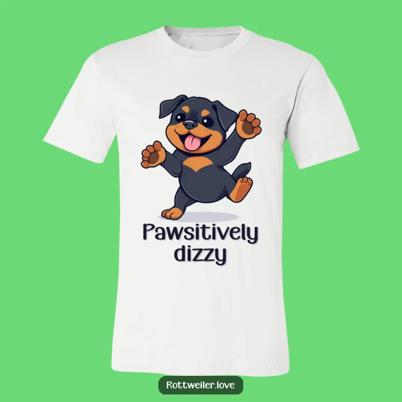 Funny Playful Rottweiler T-Shirt: Paws in the Air Design