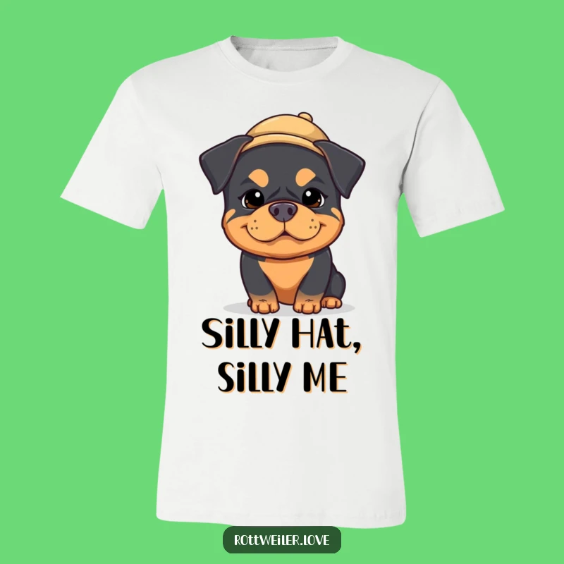Funny Kawaii Rottweiler T-Shirt: Silly Dog in a Tiny Hat, Cute Gift!