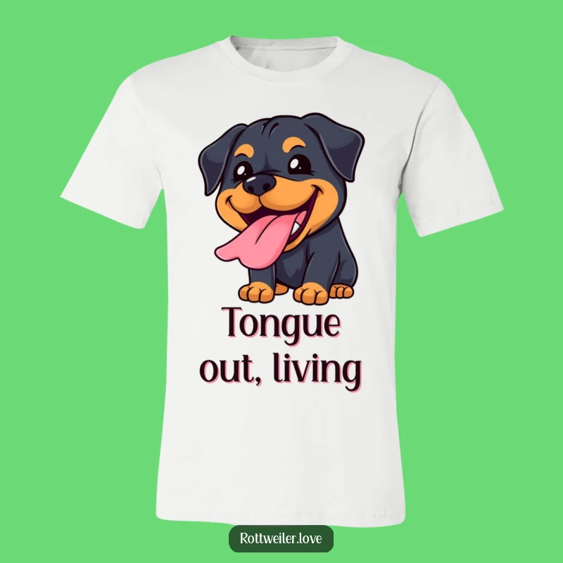 Funny Kawaii Rottweiler Grin T-Shirt: Joyful Tongue Out, Ultimate Dog Gift