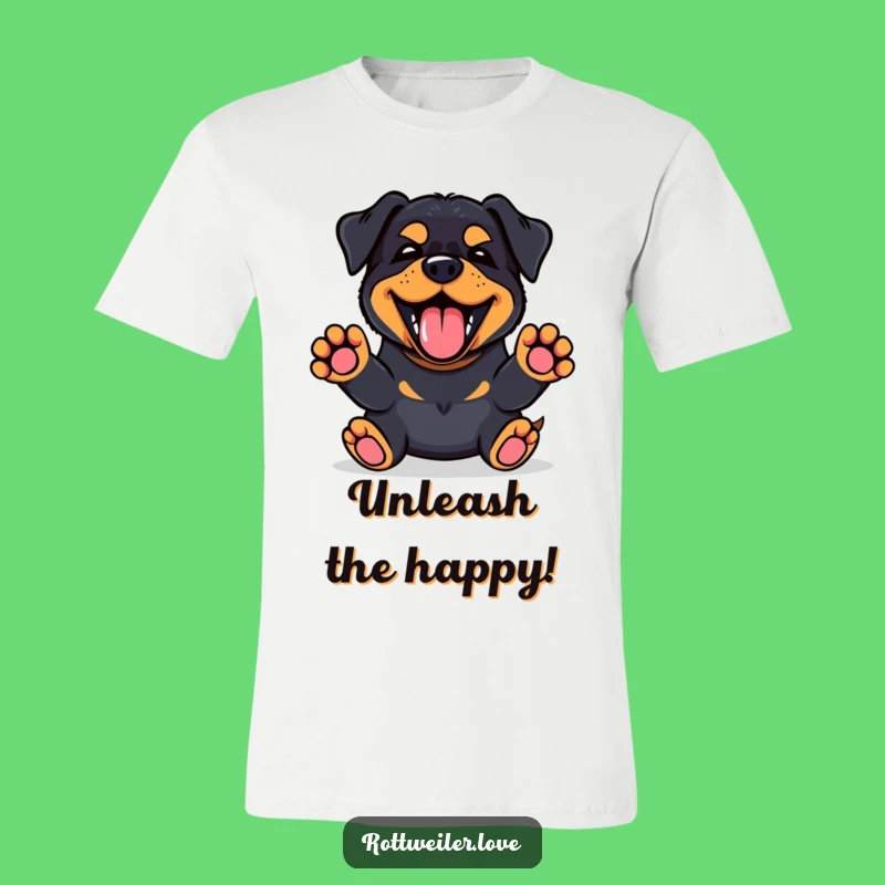 Funny Kawaii Rottweiler T-Shirt: Happy Bark, Paws Up Design, Ultimate Dog Gift
