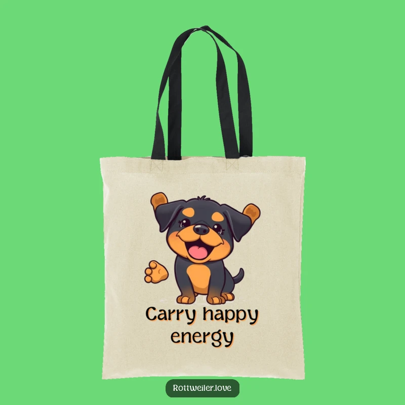 Funny Kawaii Rottweiler Wag Tote Bag: Full Body Fun, Eco-Friendly Dog Gift