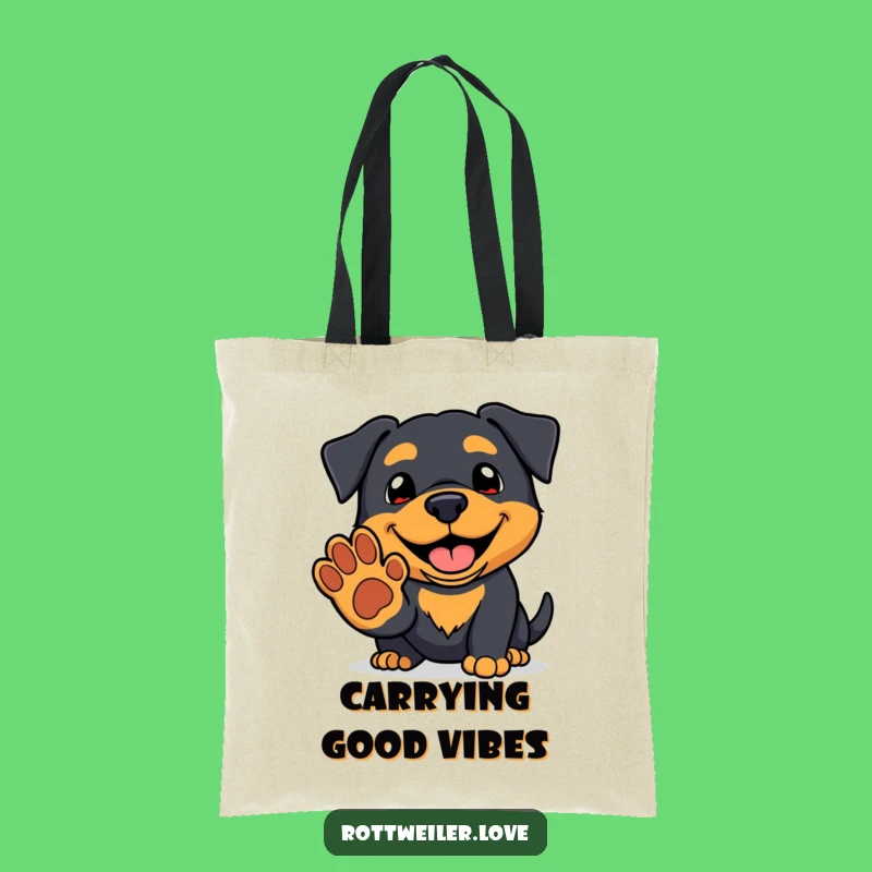 Funny Kawaii Rottweiler Tote Bag: Carry Your Essentials with Friendly Style