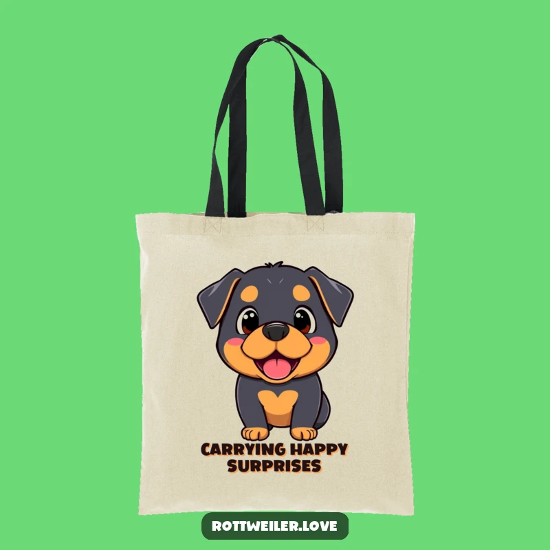 Charming Funny Kawaii Rottweiler Tote: Happy surprise, a practical funny gift for shoppers.