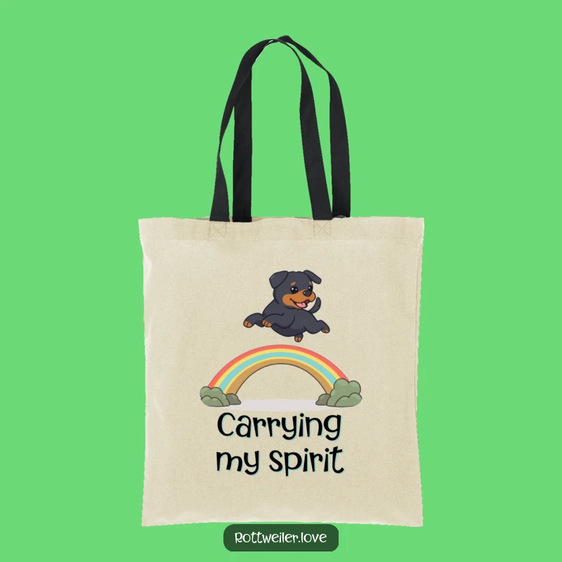 Funny Rainbow Bridge Rottweiler Tote Bag: Memorial Dog Accessory Gift