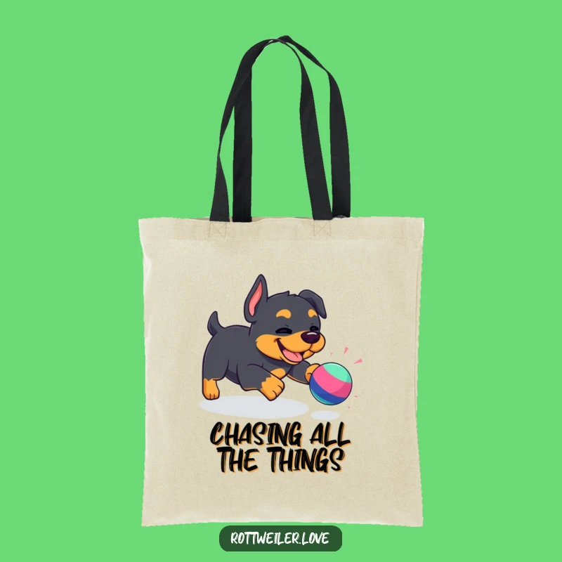 Durable Funny Kawaii Rottweiler Tote: Playful pup, a practical and funny gift for your shopping trips.