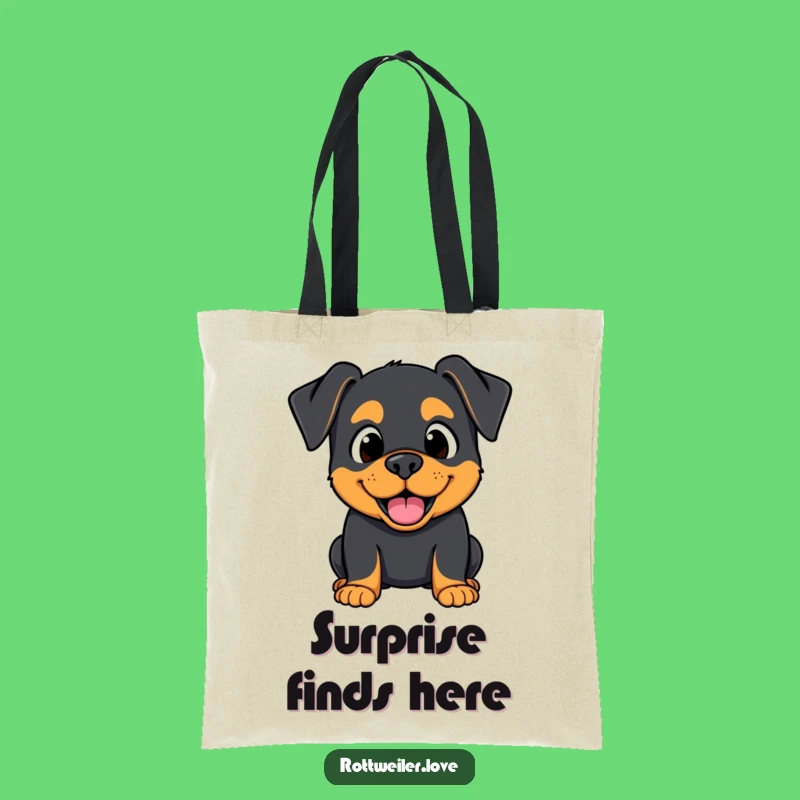 Funny Kawaii Rottweiler Surprise Tote Bag: Happy Expression Carry, Eco-Friendly Gift