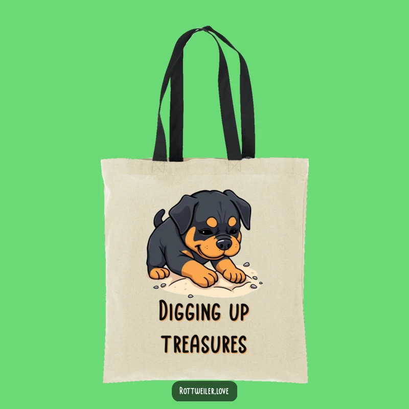 Funny Rottweiler Digging Tote Bag - Playful Dog Accessory Gift
