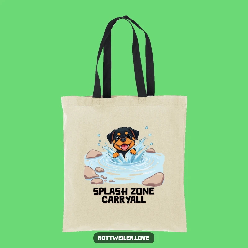 Funny Rottweiler Splash Tote Bag, Playful Dog Accessory, Hilarious Beach Gift