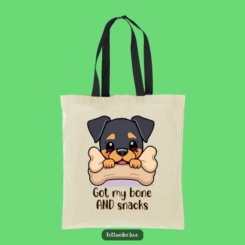 Funny Rottweiler Tote Bag: Handy Dog Gift Behind Bone