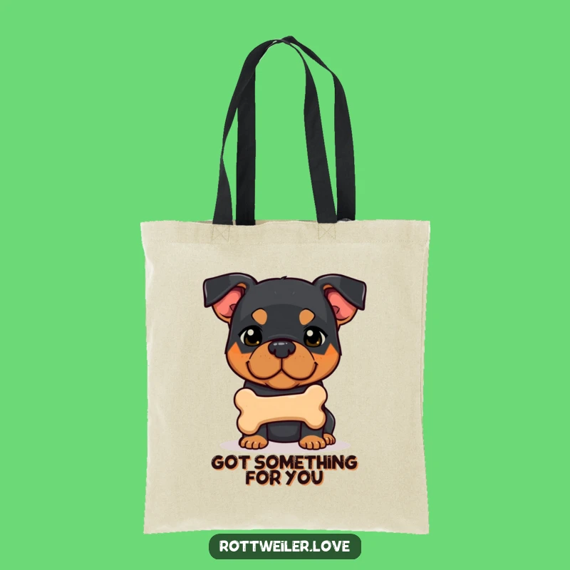 Funny Shy Rottweiler Bone Tote Bag: Cute Dog Accessory Gift